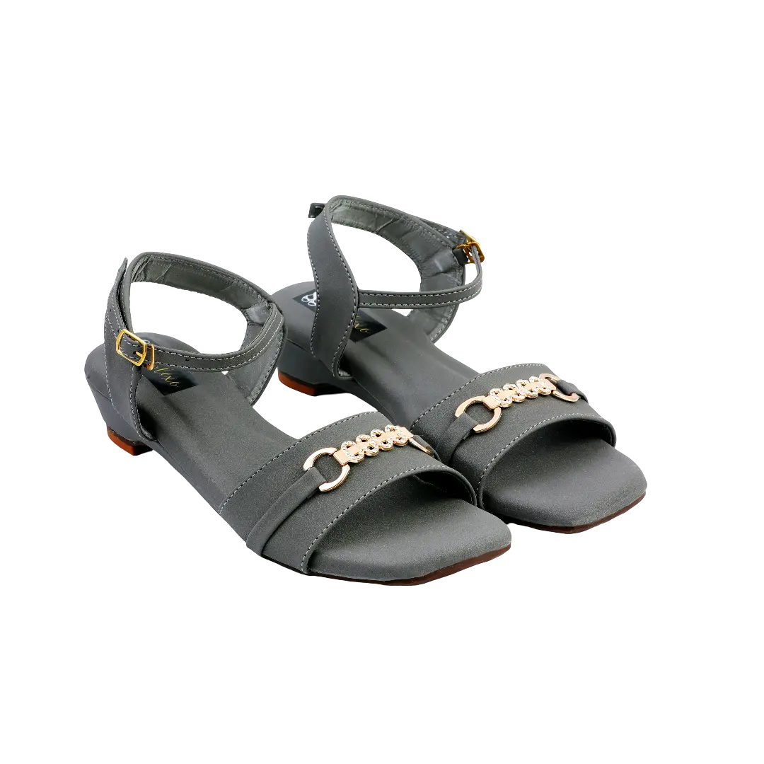 Charcoal Crystal Chain Strap Sandals