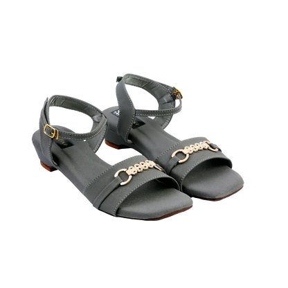 Charcoal Crystal Chain Strap Sandals