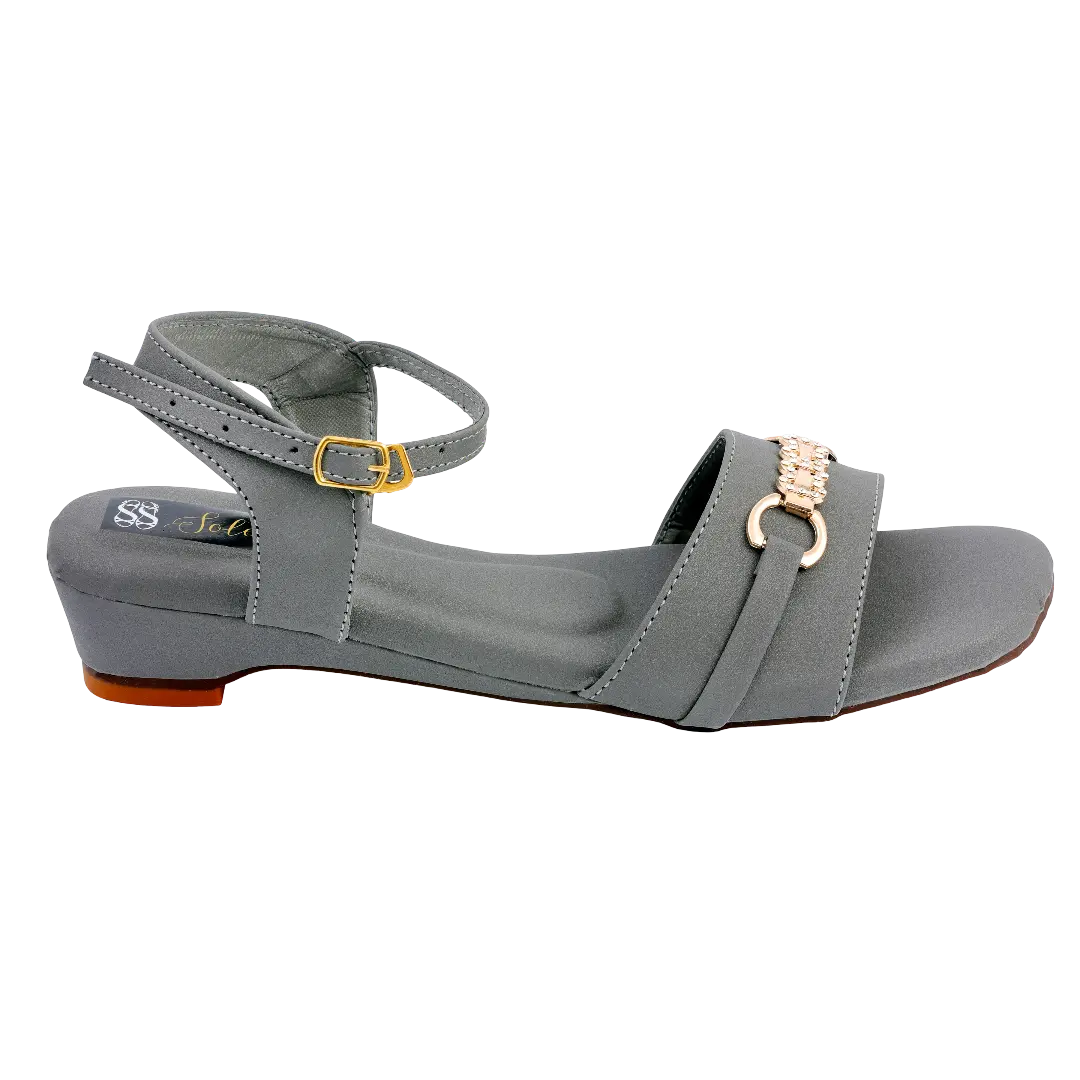 Charcoal Crystal Chain Strap Sandals