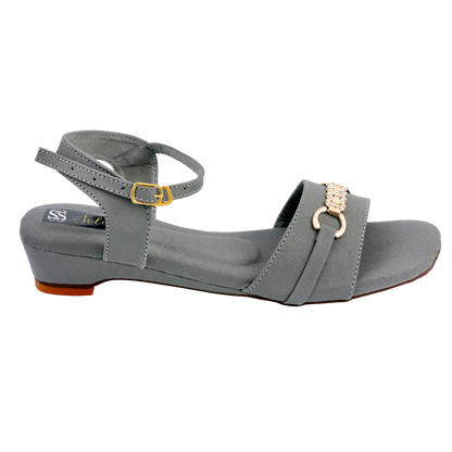 Charcoal Crystal Chain Strap Sandals