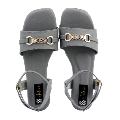Charcoal Crystal Chain Strap Sandals