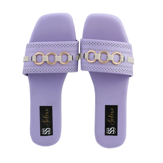 Lavender Perforated Sparkle Chain Slides